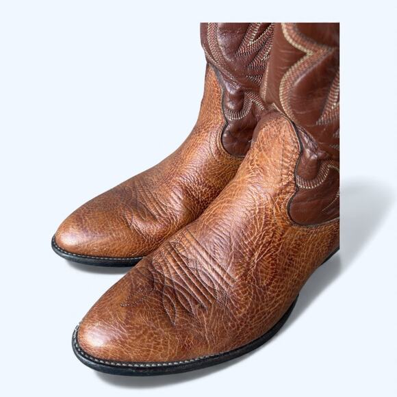 Nocona Men’s Western Cowboy Boots Brown Leather Classic Stitching 786550 Size  9 - Picture 3 of 15